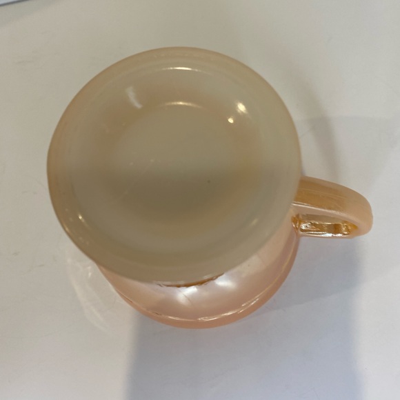 EUC Vtg Fire King Peach Lustreware Iridescent Cream Sugar Pair Laurel Pattern - Picture 13 of 13